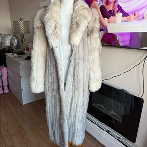 Real Mink and Fox  Fur Long Coat